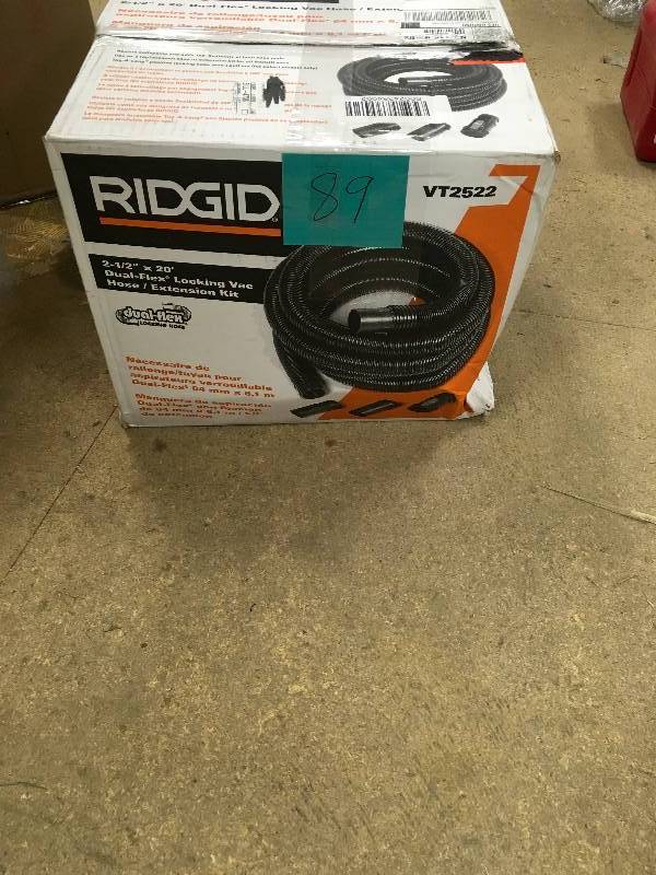 lot 89 image: Ridgid 2-12 in. x 20 ft. Tug-A-Long Vacuum Hose for RIDGID Wet Dry Vacs not used