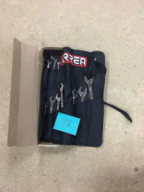 lot 92 image: Hand Tool Set URREA Metric Open End Chrome Wrench Set (9-Piece)  not used