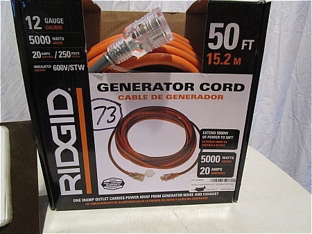 lot 73 image: Rigid 50 ft Generator Cord