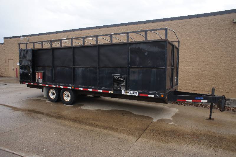 2000 - FELLING CUSTOM LIFT TRAILER - STEEL BED -  TALL SIDE WALLS - 24 LONG - TARP INCLUDED -  (#1021)