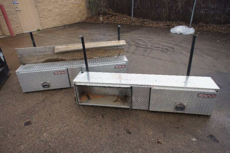 LOT OF 2 WEATHER GUARD STORAGE  TOOL BOXES 6 WIDE SOLD AS-IS