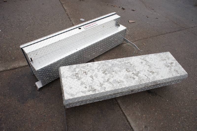 LOT OF 2 WEATHER GUARD STORAGE  TOOL BOXES 55 WIDE SOLD AS-IS