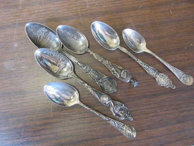 lot 112 image: TURN OF THE CENTURY STERLING COLLECTOR SPOONS
