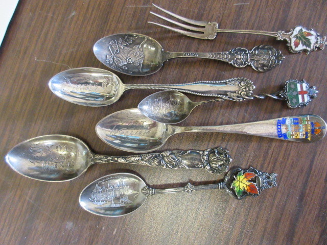 lot 113 image: TURN OF THE CENTURY STERLING COLLECTOR SPOONS