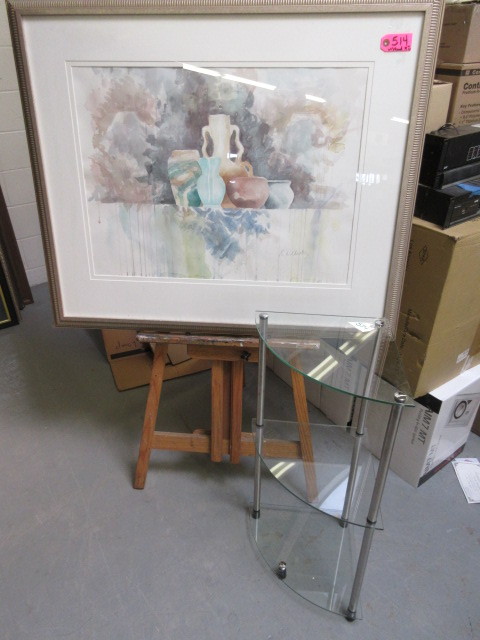 HAND SIGNED PRINT AND CORNER STAND