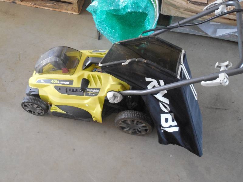 lot 94 image: Ryobi 16 in. 40-Volt Lithium-Ion Cordless Battery Walk Behind Push Lawn Mower with 4.0 Ah Battery