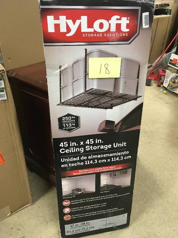 Hyloft 45 in. W x 45 in. D Ceiling Storage Unit in Black open box not used