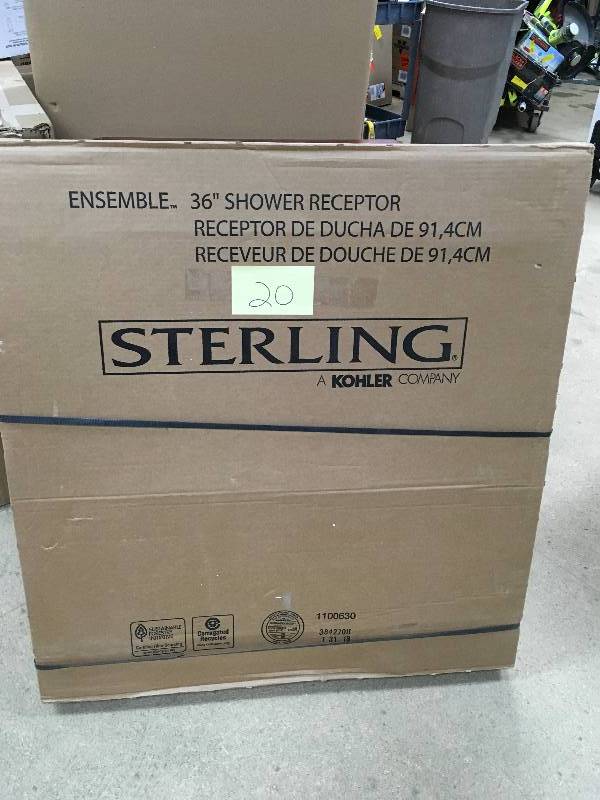 Sterling Ensemble 36 in. x 34 in. Single Threshold Shower Base in White open box not used