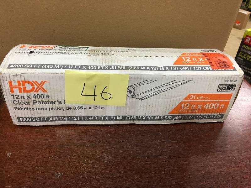 HDX12ft. X 400ft. 0.31 mil High Density Painters Plastic Sheeting open box not used