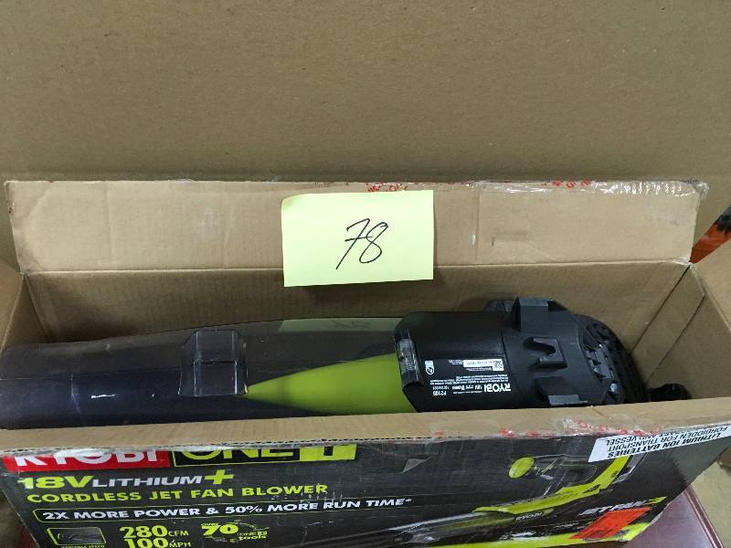 Ryobi ONE 100MPH 280 CFM Variable-Speed 18-Volt Lithium-Ion Cordless Jet Fan Leaf Blower 4Ah Battery and Charger Inculded