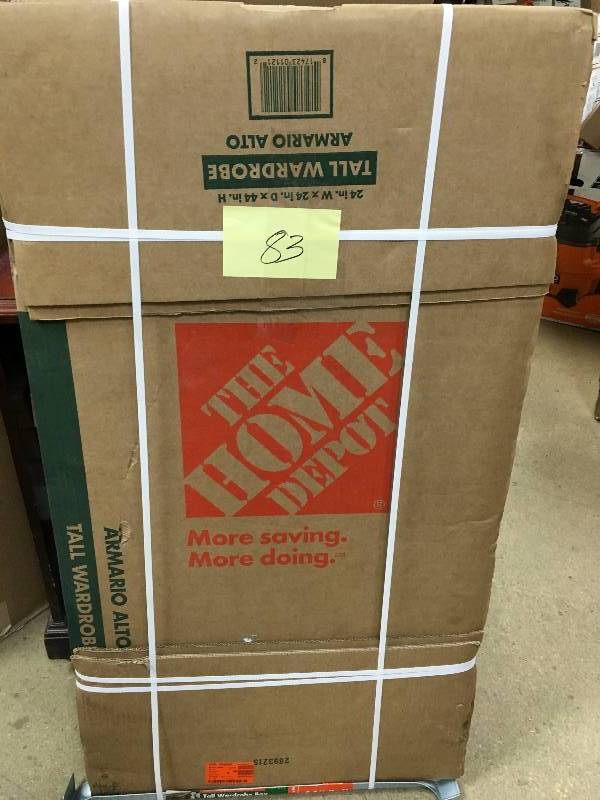 The Home Depot 24 in. L x 24 in. W x 44 in. D Heavy Duty Tall Wardrobe Box with Metal Hanging Bar new