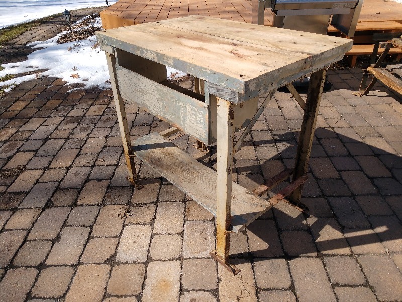 lot 3 image: Maple Plank Industrial Work Bench