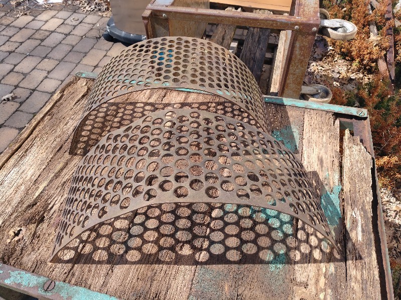 lot 6 image: Ornate Half-Moon Steel Table Bases (2)