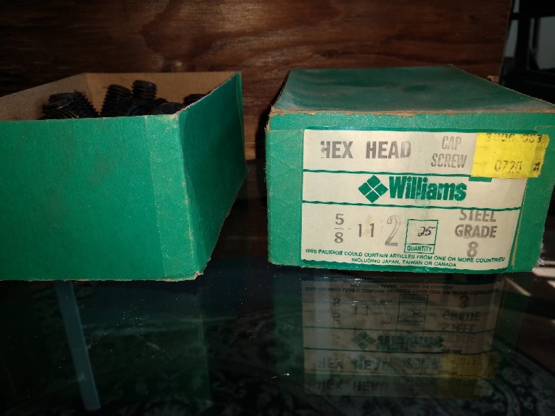 lot 67 image: Wood Box Crate, Weld-It Premium Stick Electrodes, Drawer Handles, Forney Arc Welding Manual, Screws, Williams&nbspSteel Grade 8&nbspHex Head Cap Screws and Box 58