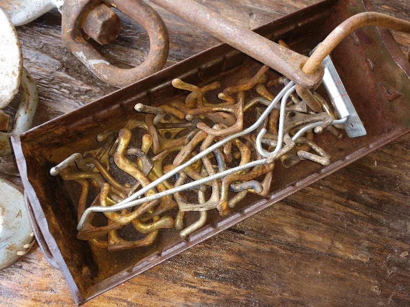 lot 83 image: Antique Hooks, Drawer of Brass Hooks
