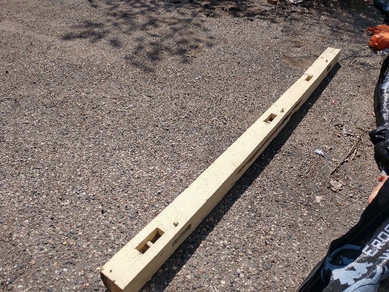 lot 126 image: Amish Built Solid Oak Hand Humed Barn Beam