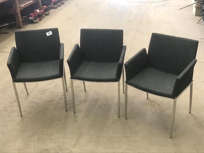 (3) Matching Steel-Framed Office Ch...