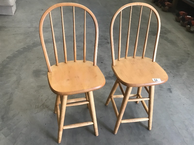 (2) Wooden Dining Table Chairs, In ...