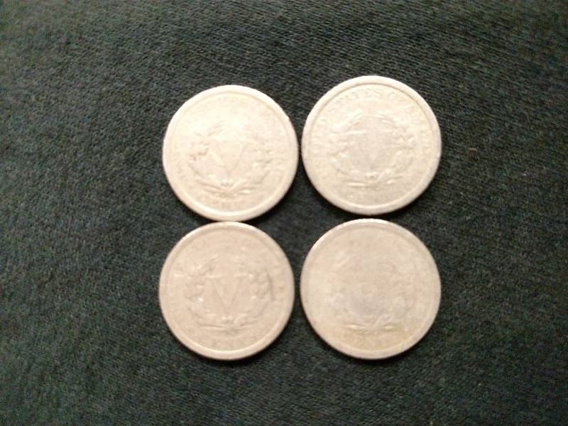 1904, 1905, 1906, & 1907 V Nickels...