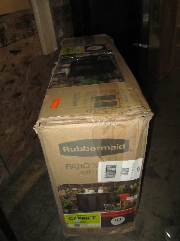 lot 67 image: Rubbermaid Bridgeport 123 Gal. Resin Patio Cabinet