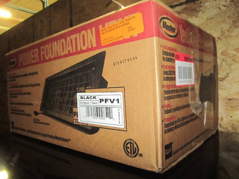 lot 80 image: Master Flow 16 in. x 8 in. Resin Power Foundation Vent in Black