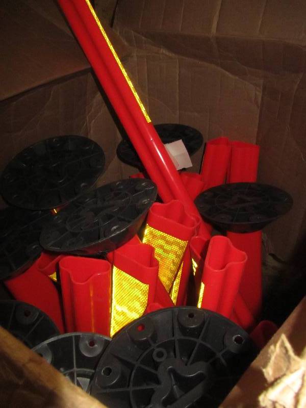 lot 87 image: Three D Traffic Works 36 in. Orange Delineator Post with Base and 3 in. x 12 in. High-Intensity Yellow Strip
