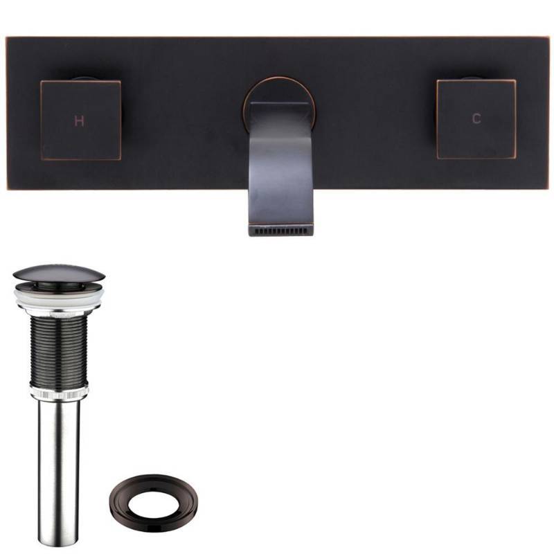 lot 26 image: Vigo Single Hole 2-Handle Wall-Mount Vessel Bathroom Faucet in Antique Rubbed Bronze