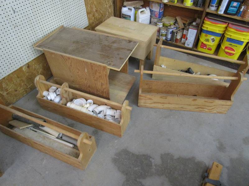 lot 158 image: Wooden Toolboxes & Tables  Contents