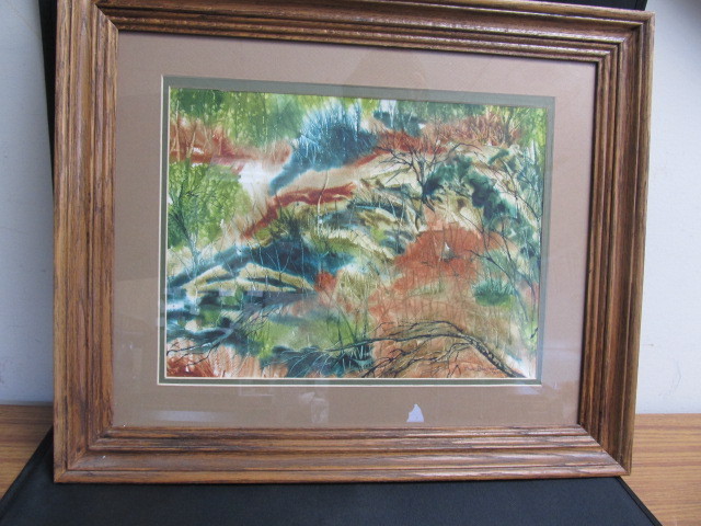 lot 52 image: Vintage Signed Original Abstract Landscape Painting