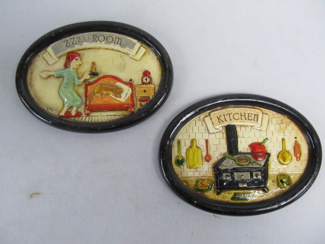 lot 60 image: Pair of Vintage German Handmade Oval Tiles
