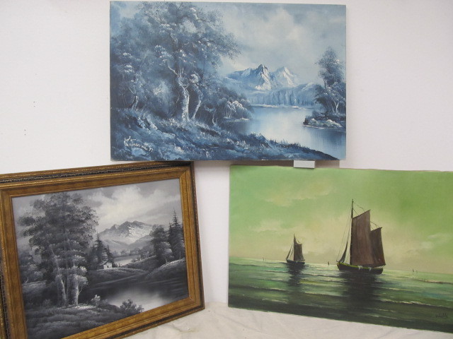 lot 98 image: Lot of 3 Vintage Signed Original Oil Paintings