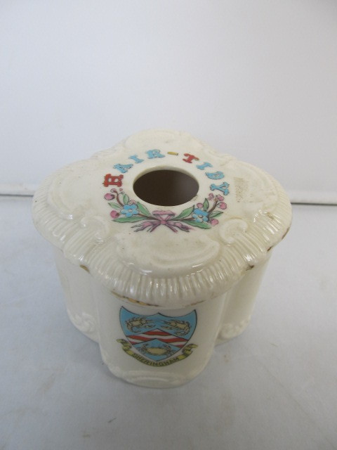 lot 26 image: Antique Carlton Crestware Porcelain Hair-Tidy Hair Receiver