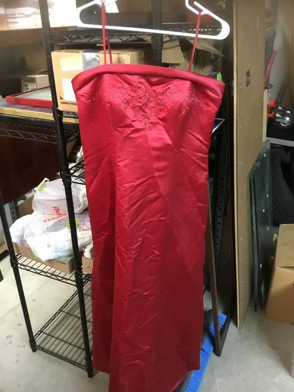 Prom Small Strap Red Dress - Could be Strapless - 1718 size