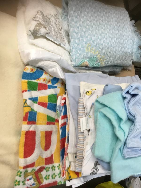 Baby Items - Snuggle Nest, Large Lots of Blankets, Sound Machine, V-tech and Playskool