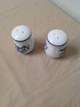 Salt and Pepper Shaker - White with Blue Design