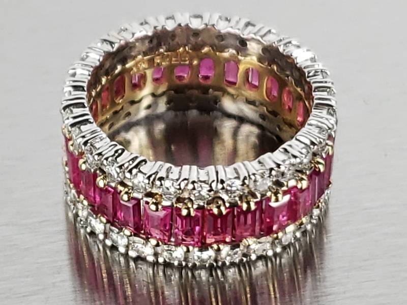 lot 3 image: 4ct Effy Designer Natural Ruby and 1.65ct Diamond Eternity Ring - $7200 Retail