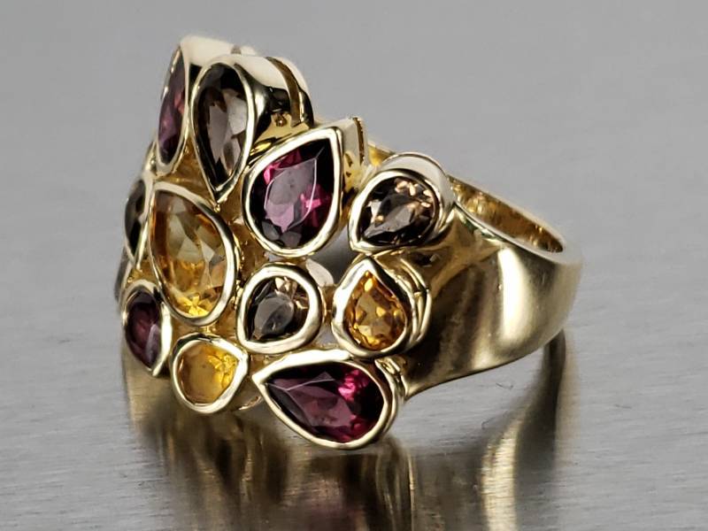 lot 10 image: Custom Multi Natural Gem in 14k Yellow Gold - $6100 Retail