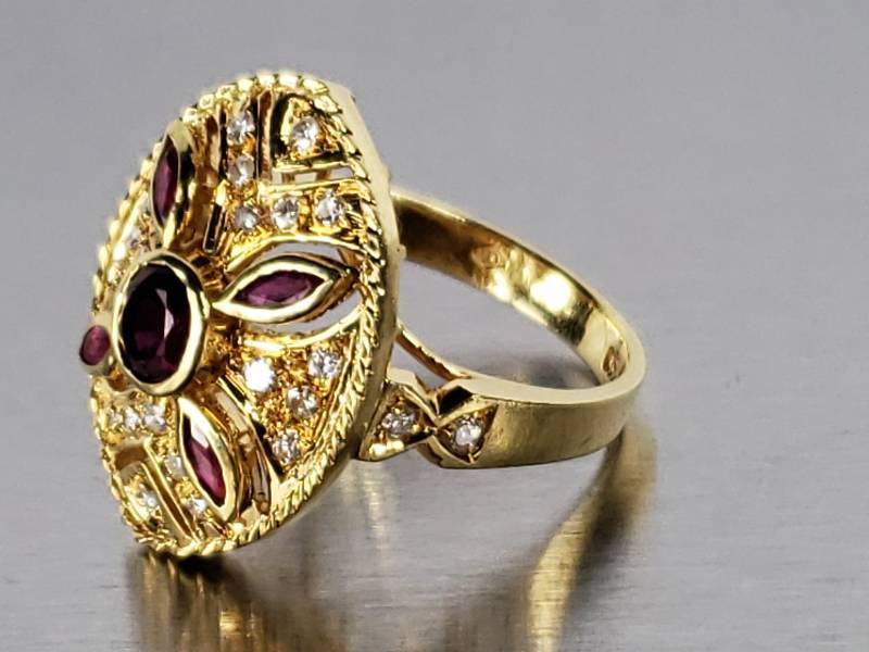 lot 11 image: Natural Ruby and Dimond Ring in 18k Yellow Gold - $6125 Retail