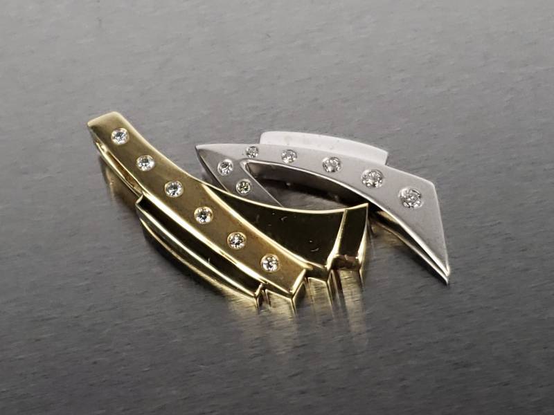 lot 13 image: Two-tone Designer Natural Diamond Slide Pendant in 14k Gold - $4200 Retail