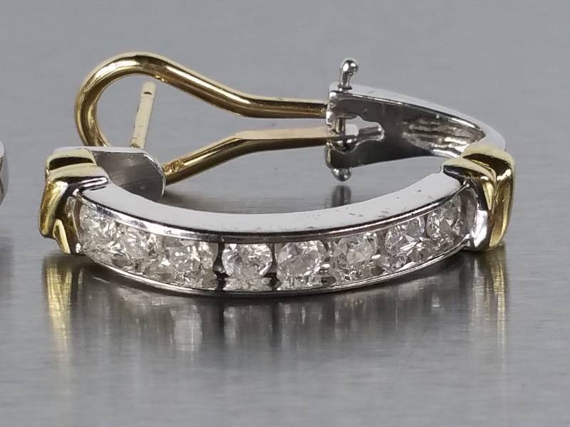 lot 22 image: Natural Diamond Hoop Earrings in 14k Gold - $3600 Retail