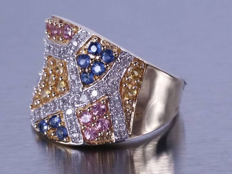 lot 23 image: Natural Sapphire and Diamond Ring in 10k Gold - $4800 Retail