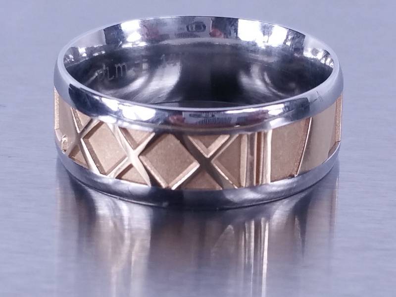 lot 27 image: Signed Designer Mens 14k Two-tone Gold Ring - $3500 Retail