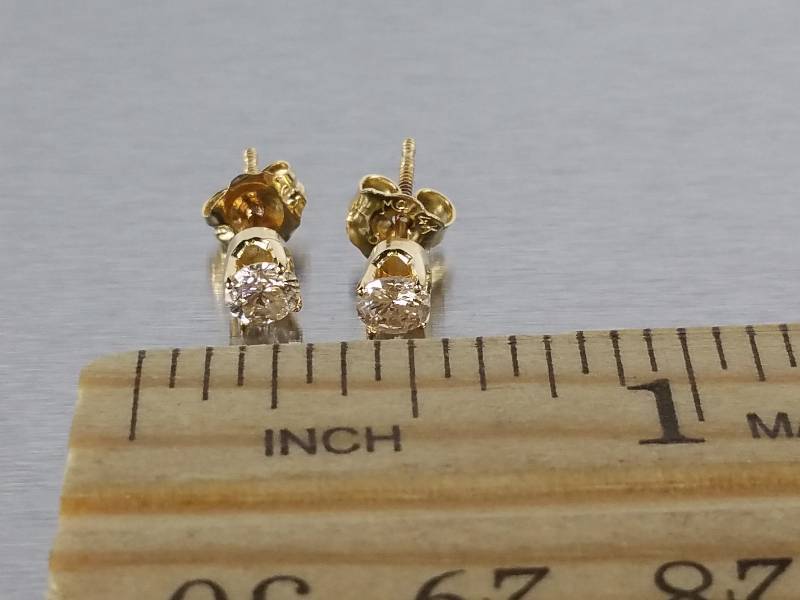 lot 41 image: Brilliant Natural Diamond Stud Earrings in 14k Gold