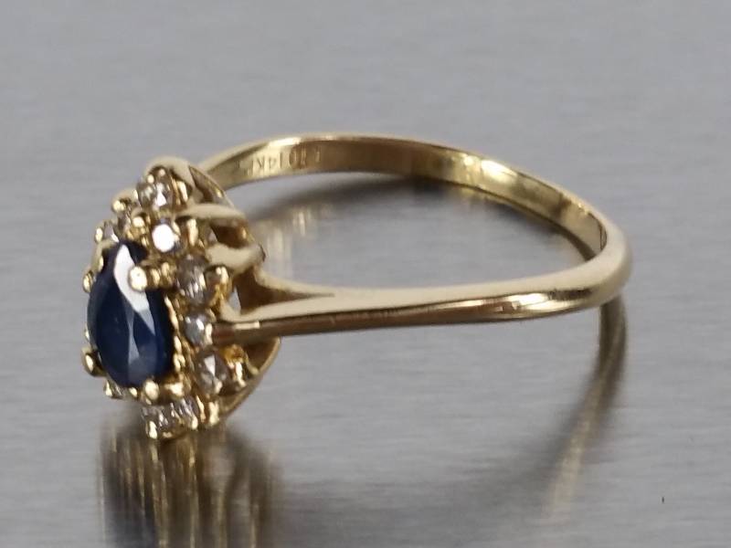 lot 45 image: Natural Sapphire and Diamond Ring in 14k Gold