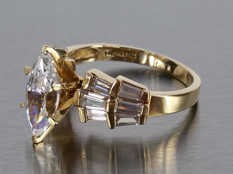 lot 50 image: Simulated Diamond Ring in 14k Yellow Gold