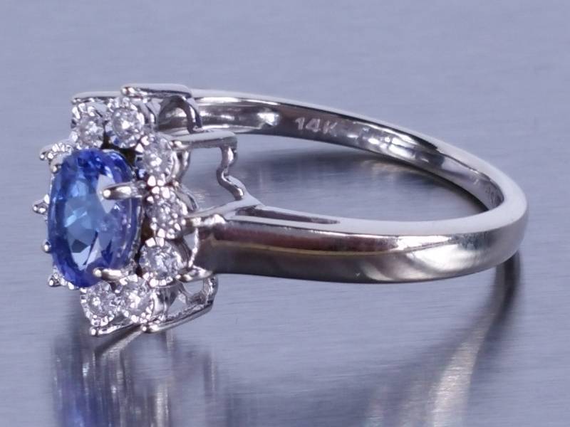 lot 53 image: Natural Tanzanite and Diamond Ring in 14k Gold