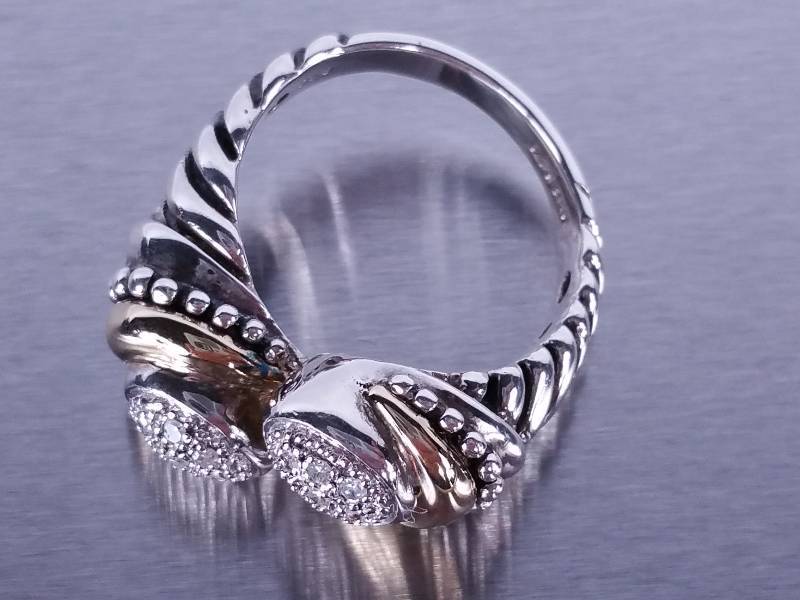 lot 71 image: Diamond 14k and Sterling Silver Designer Ring