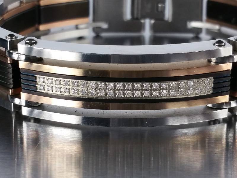 lot 81 image: Mens Diamond Stainless Steel Bracelet - $975 Retail