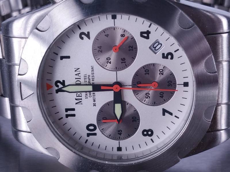 lot 97 image: Mens Meridian Chronograph Stainless Steel Watch