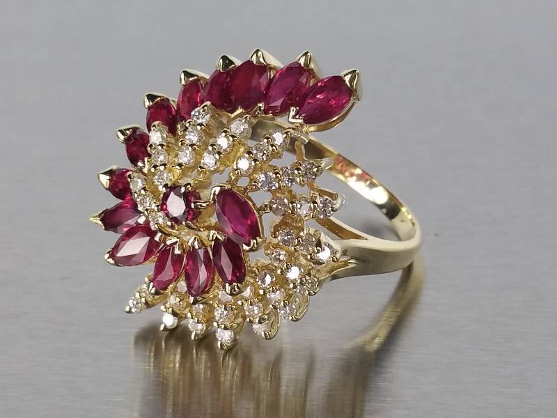lot 3A image: Designer Natural Ruby and Diamond Swirl Ring - $9700 Retail